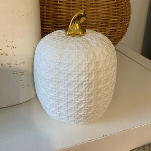 Ceramic white gold pumpkin woven‎ home decor minimalist thanksgiving fall